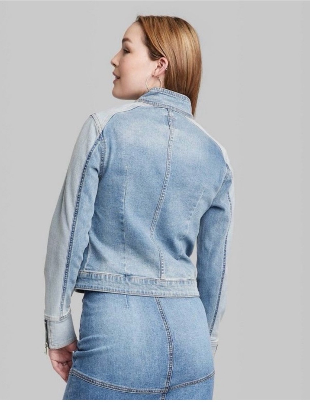 Wild Fable Two Tone Denim Racing Jacket - Picture 2 of 4